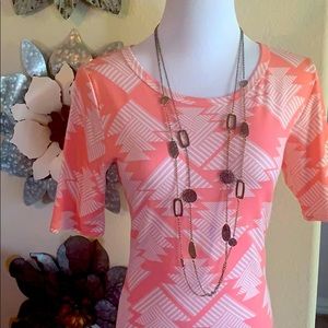 LuLaRoe Julia Dress in Pink Aztec print